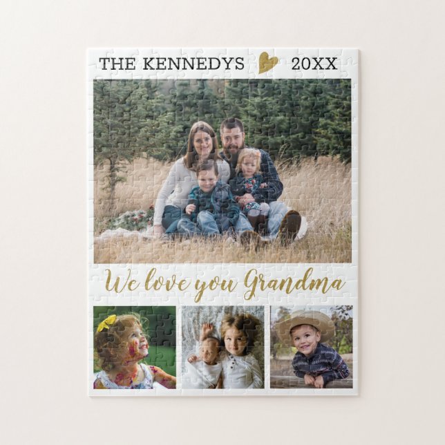 Love You Grandma 4 Photo Collage Family Jigsaw Puzzle (Vertical)