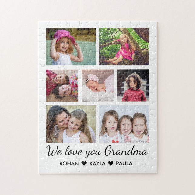 Love You Grandma 7 Photo Collage White Jigsaw Puzzle (Vertical)