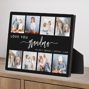 Love You Grandma 8 Photo Collage Black Plaque