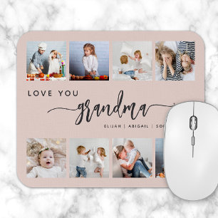 Love You Grandma 8 Photo Collage Blush Pink Mouse Mat