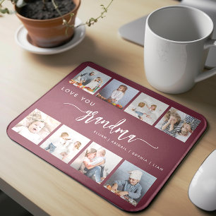 Love You Grandma 8 Photo Collage Burgundy Mouse Mat