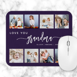 Love You Grandma 8 Photo Collage Purple Mouse Mat