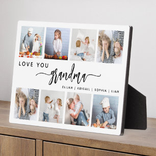 Love You Grandma 8 Photo Collage White Plaque