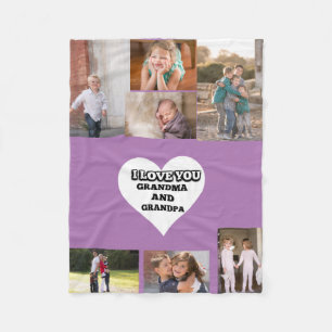 Love You Grandma And Grandpa Inside Heart 7 photo Fleece Blanket
