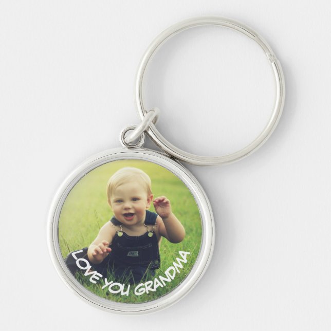 Love you Grandma, Baby Picture Photo Key Ring (Front)