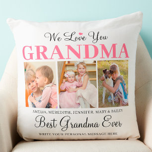 Love You Grandma - Best Grandma Ever Photo Collage Cushion