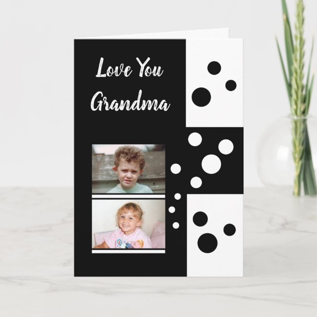 Love you Grandma black and white with photos Card (Front)