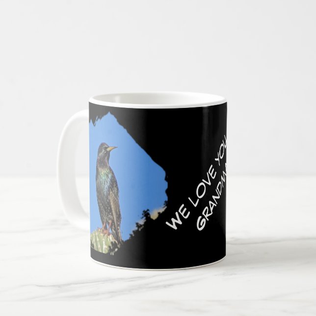 Love You Grandma Black Starling Photo Southwest Coffee Mug (Front Left)
