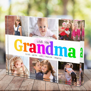 Love You Grandma Bold Colourful Modern Collage 6 Photo Block