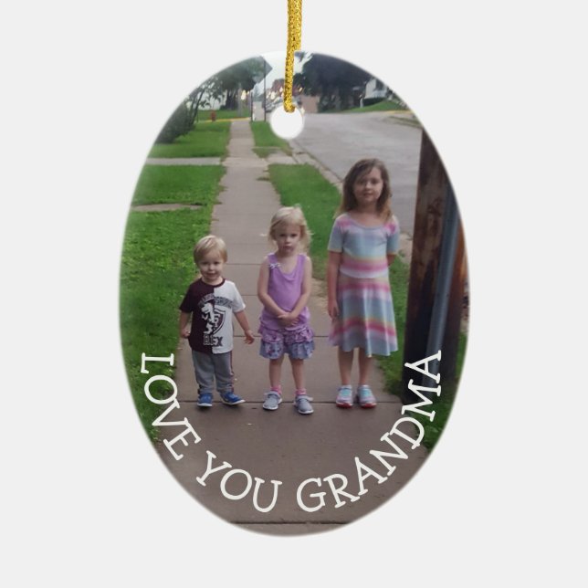 Love You Grandma, Christmas Gift for Christmas Ceramic Tree Decoration (Front)