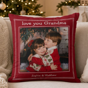 Love You Grandma Christmas Photo Cushion