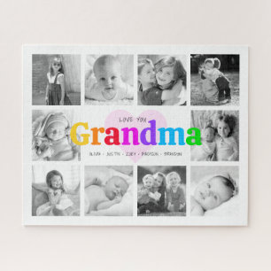 Love You Grandma Colourful Modern 10 Photo Collage Jigsaw Puzzle