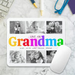 Love You Grandma Colourful Modern 6 Photo Collage Mouse Mat<br><div class="desc">“Love you Grandma.” She’s loving every minute with her grandkids. A playful, whimsical, stylish visual of colourful rainbow coloured bold typography and black handwritten typography overlay a soft, light pink heart and a white background. Add 6 cherished photos of your choice and customise the names and message, for the perfect...</div>