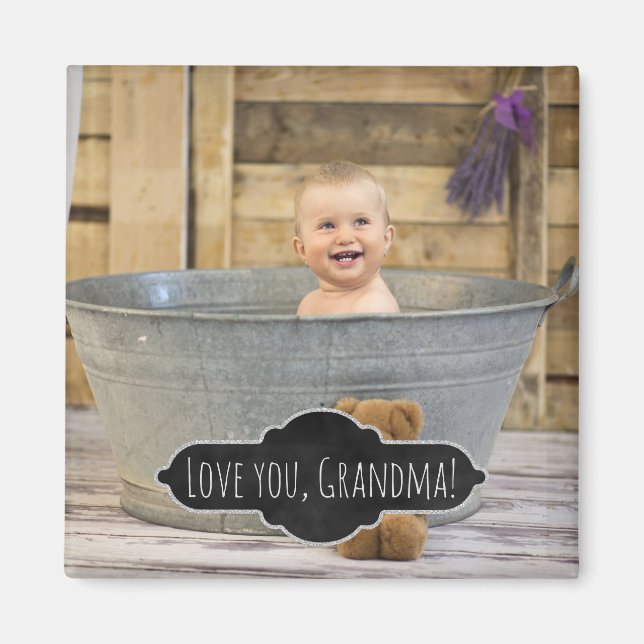 Love You Grandma | Custom Instagram Baby Photo Magnet (Front)