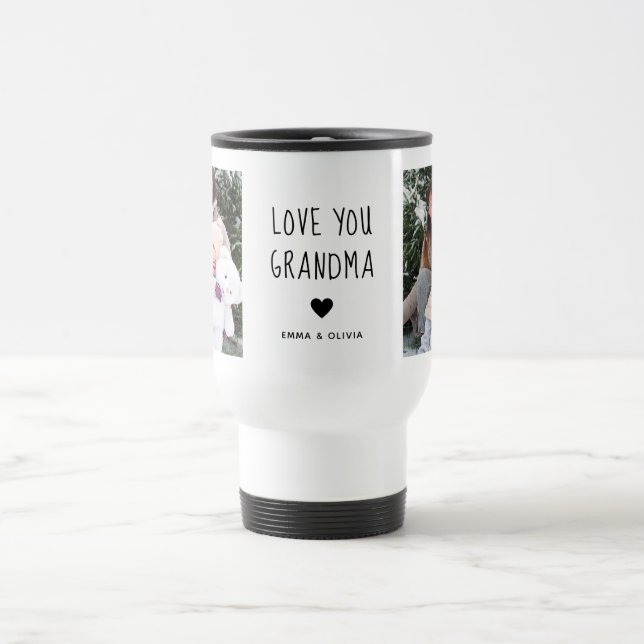  Love You Grandma | Custom Two-Photo Travel Mug (Center)