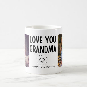 Love You Grandma CustomTwo Photo Handwritten Text Coffee Mug