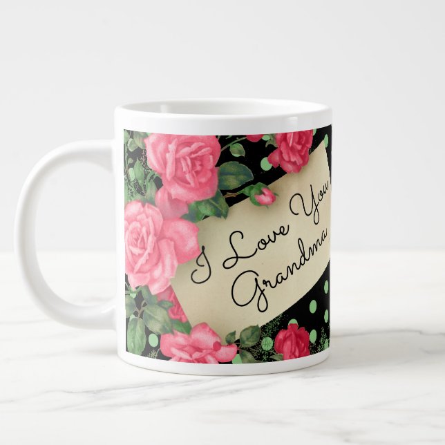 Love You Grandma Floral Large Coffee Mug (Left)