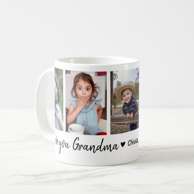 Love You Grandma Grandkids 5 Photo Collage   Coffee Mug (Front Left)