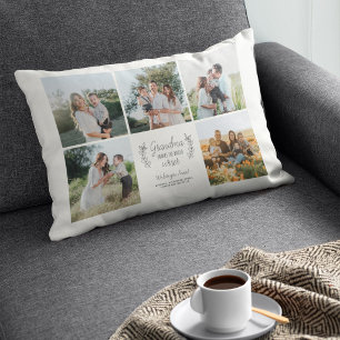 Love you grandma grandkids 5 photo collage decorative cushion