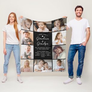 Love You Grandma & Grandpa 10-Photo Collage Modern Fleece Blanket