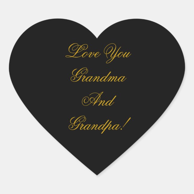 LOVE YOU GRANDMA, GRANDPA. HEART STICKER (Front)