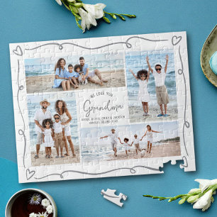 Love You Grandma Hand Drawn Doodles Photo Collage Jigsaw Puzzle