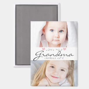 Love You Grandma Handwritten Script 2 Photos Magnet