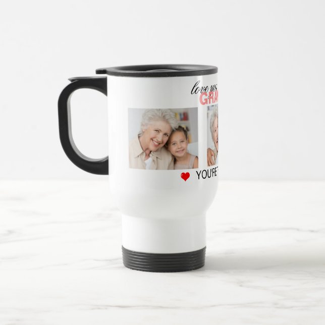 Love You Grandma Nana 3 Photo Custom Travel Mug (Left)