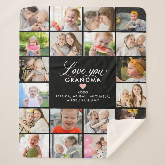 Love You Grandma/Nana/Granny 20-Photo Collage Sherpa Blanket (Front)