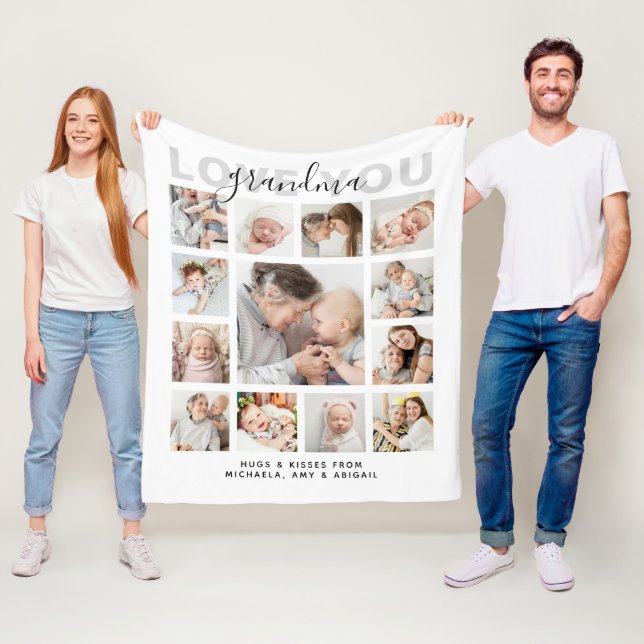 Love You Grandma/Nana/Granny/Other 13-Photo Fleece Blanket (In Situ)