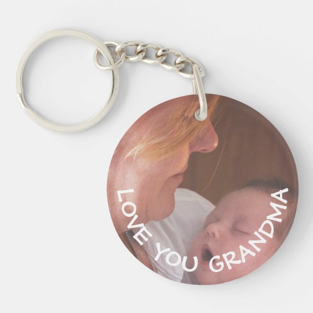 Love You Grandma Personalised Photo Key Ring (Front)