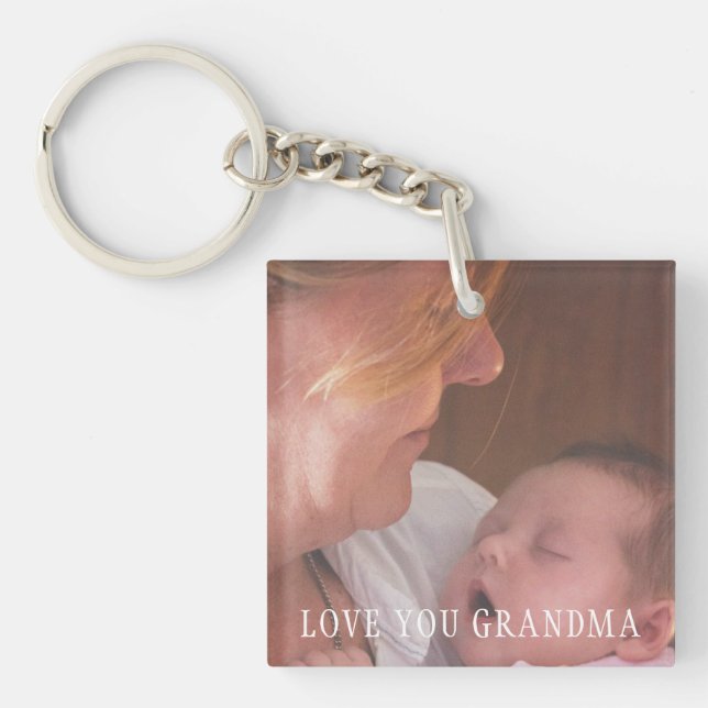 Love You Grandma Personalised Photo Key Ring (Front)