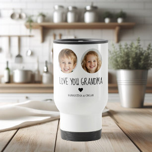 Love You Grandma   Personalised Two-Face Photo  Travel Mug