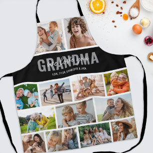 Love You Grandma Photo Collage Black Apron