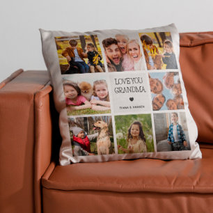 Love You Grandma   Photo Collage Handwritten Text Cushion