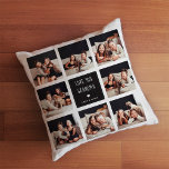 Love You Grandma | Photo Collage Handwritten Text Cushion<br><div class="desc">This simple and stylish pillow says "Love you Grandma" in trendy, handwritten white text, with a matching heart and a spot for your name, on a black square centre frame. There is a photo grid with room to show off eight of your favourite personal photos for a gift your grandmother...</div>