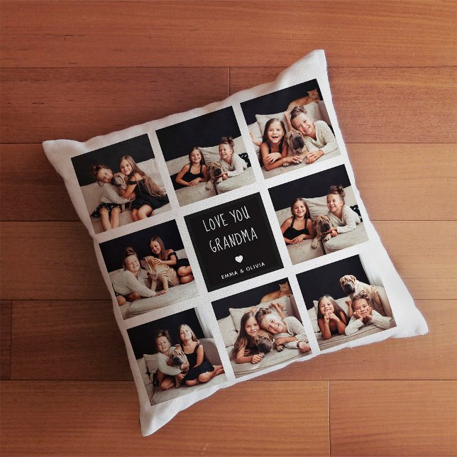 Love You Grandma | Photo Collage Handwritten Text Cushion (Creator Uploaded)