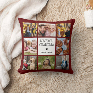 Love You Grandma   Photo Collage Handwritten Text Cushion