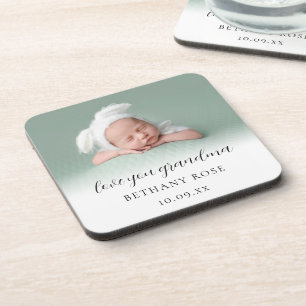 Love You Grandma Photo Name Date Coaster