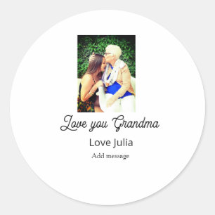 Love you Grandma photo name love message grandkids Classic Round Sticker