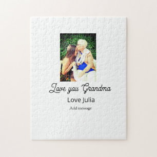 Love you Grandma photo name love message grandkids Jigsaw Puzzle