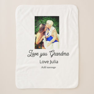 Love you Grandma photo name love message grandkids Sherpa Blanket