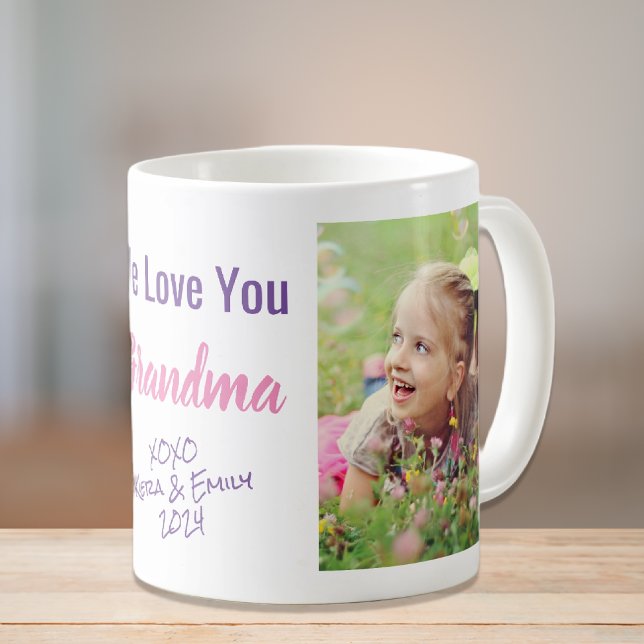 Love You Grandma Photo Purple Pink Coffee Mug (Creator Uploaded)