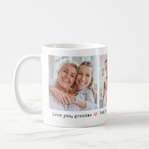 Love You, Grandma Three Photos and Any Colour Hear Coffee Mug