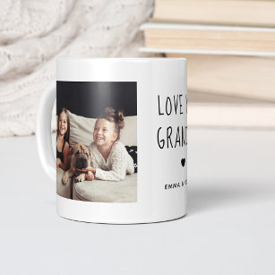 Love You Grandma   Two Photo Handwritten Text Coffee Mug