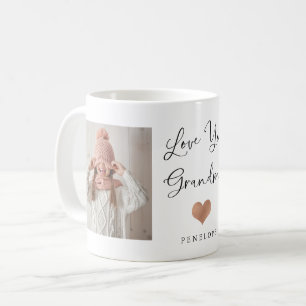 Love You Grandma   Two Photo Script and Heart Coffee Mug