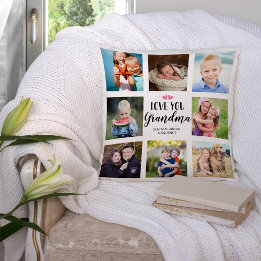 Love You Grandma Typography Photo Collage Cushion
