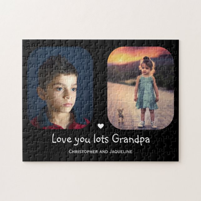 Love You Grandpa 2 Photo Text Template Collage Jigsaw Puzzle (Horizontal)