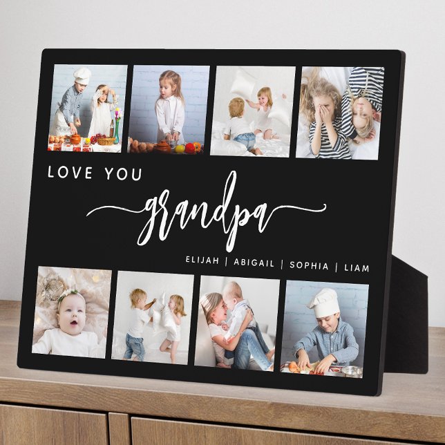 Love You Grandpa 8 Photo Collage Black Plaque (Creator Uploaded)