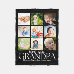 Love You Grandpa Beautiful Collage 9 Photos  Fleece Blanket
